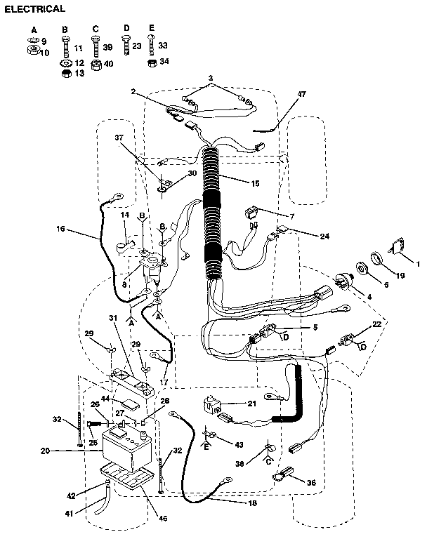 Electrical Diagram and Parts List for 917255942  Craftsman Lawn Tractor