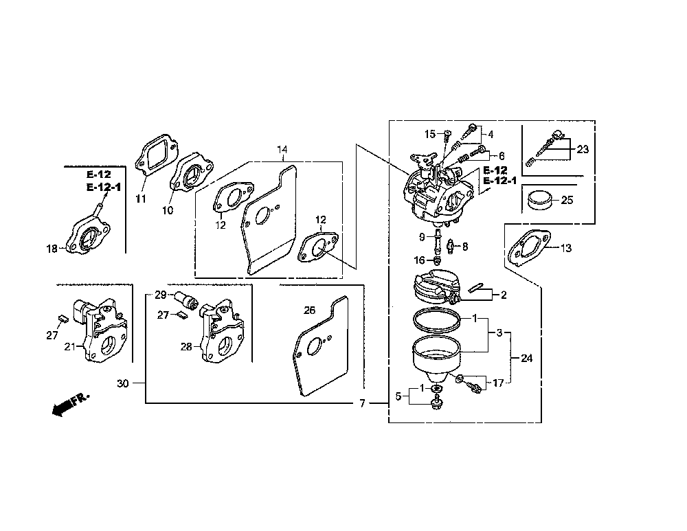 Carburetor Diagram and Parts List for 944364152  Craftsman Lawn Mower