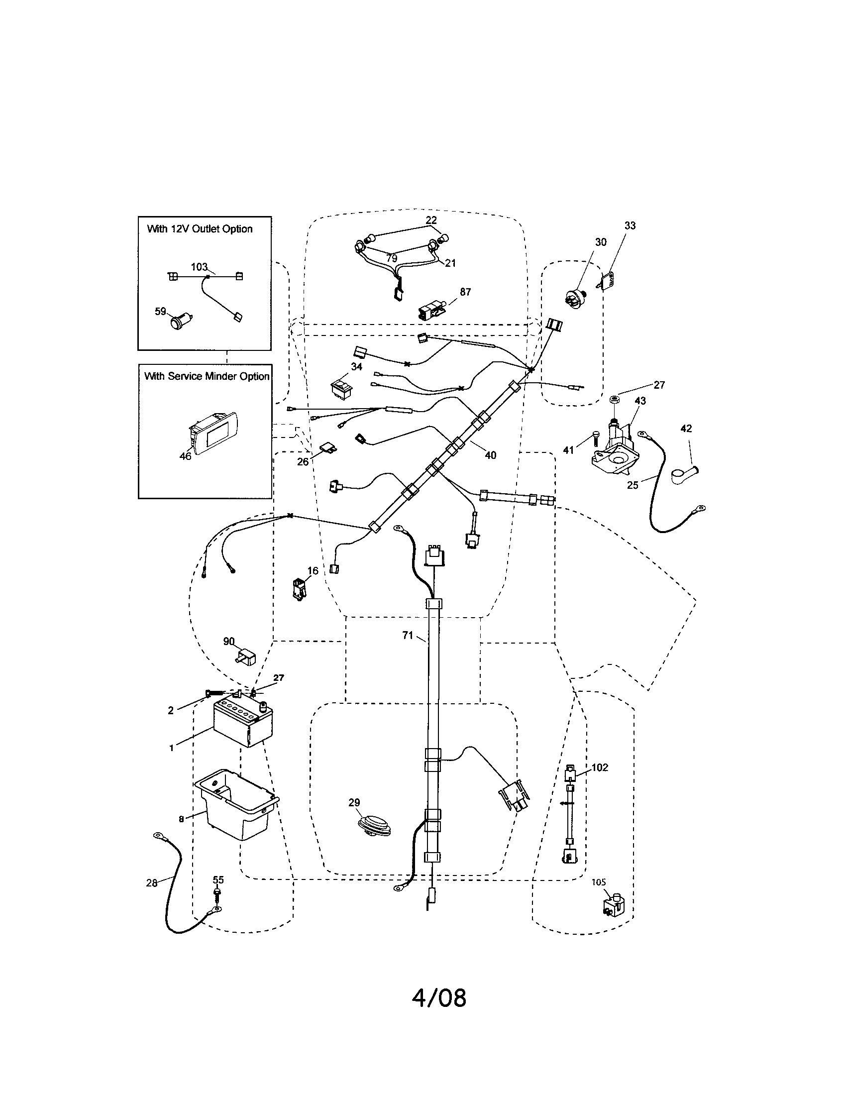 Electrical Diagram and Parts List for 917287360  Craftsman Lawn Tractor