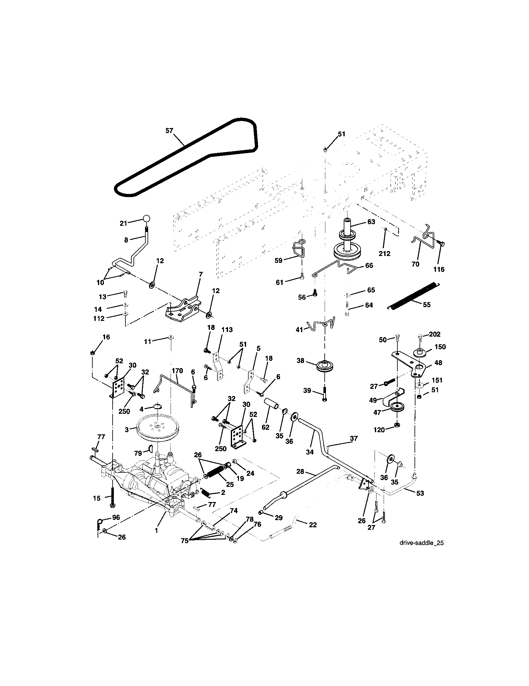 Ground Drive Diagram and Parts List for 917272351  Craftsman Lawn Tractor
