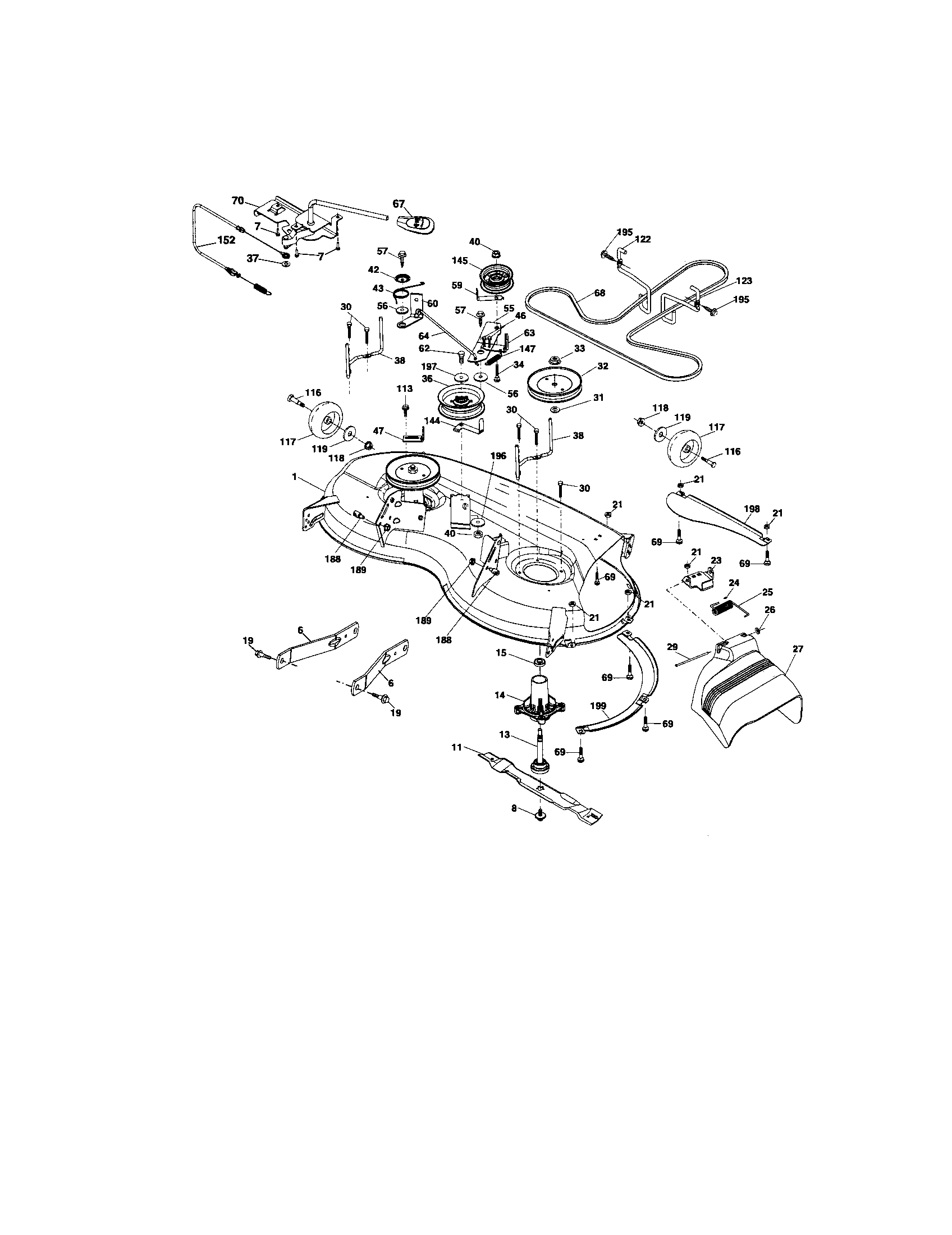 Mower Deck Diagram and Parts List for 917287132  Craftsman Lawn Tractor