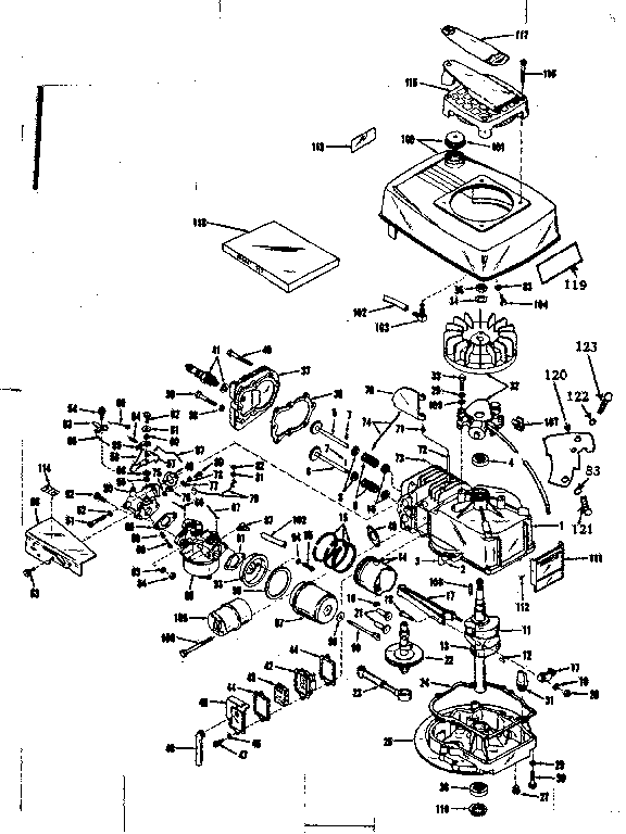 Basic Engine Diagram and Parts List for 14343700  Craftsman Engine