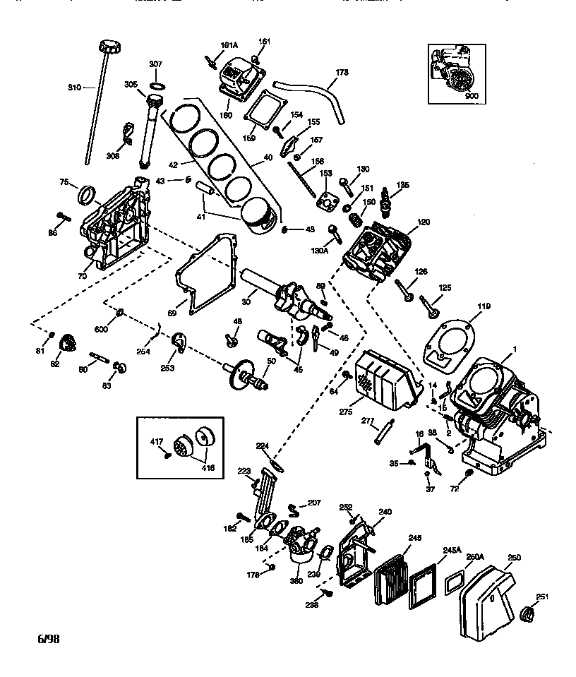 Engine 143.986001 Diagram and Parts List for 143986001  Craftsman Engine