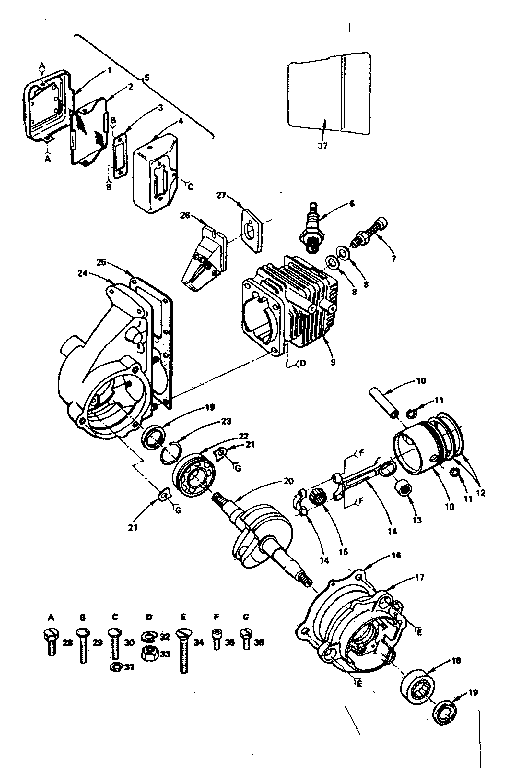 Engine Diagram and Parts List for 917353722  Craftsman Chainsaw