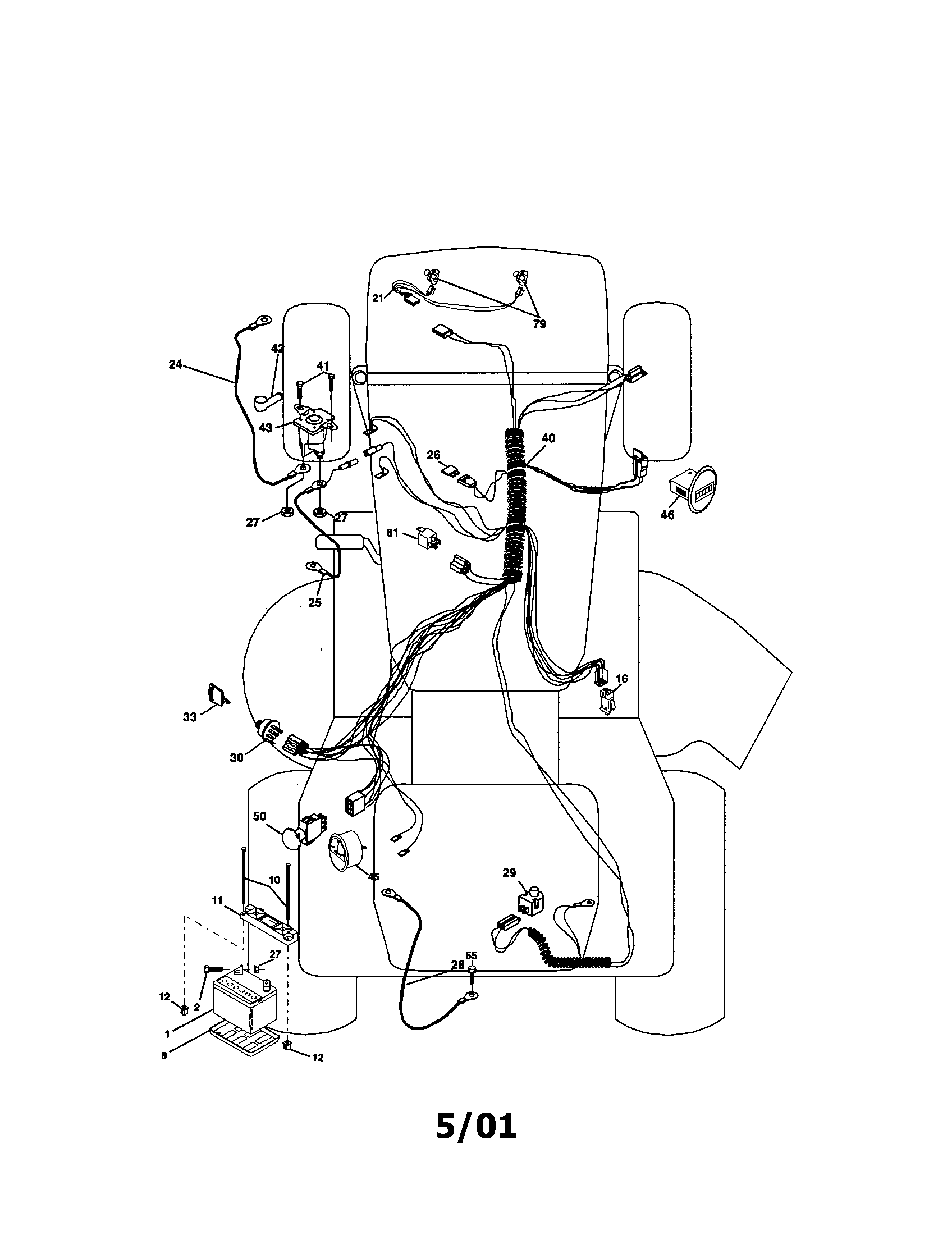Electrical Diagram and Parts List for 917272262  Craftsman Lawn Tractor