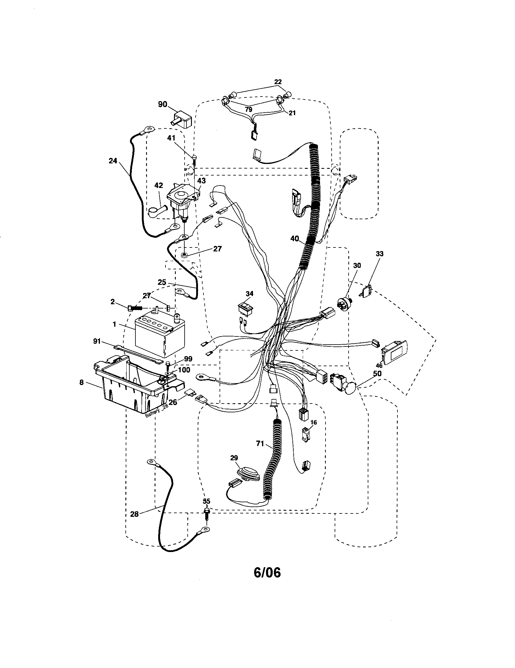 Electrical Diagram and Parts List for 917276862  Craftsman Lawn Tractor