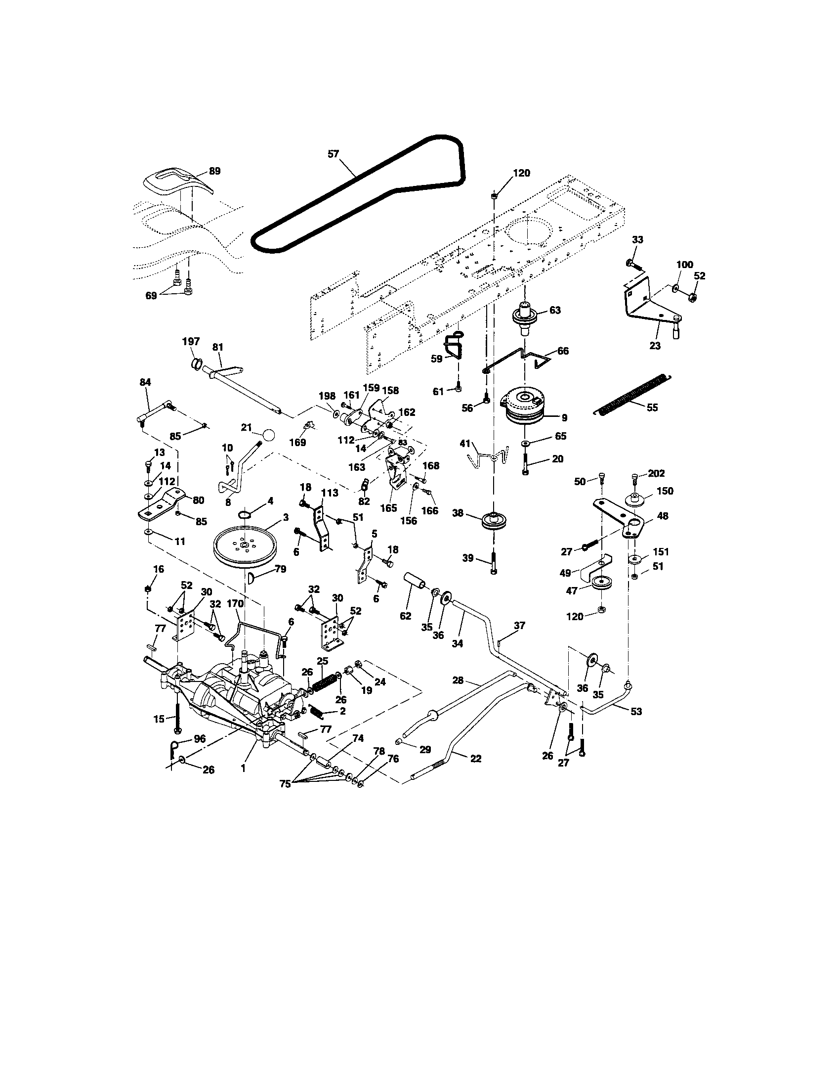 Ground Drive Diagram and Parts List for 917274650  Craftsman Lawn Tractor