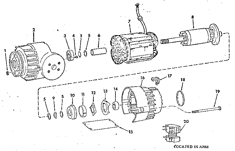 Motor Assembly 63802 Diagram and Parts List for 63802  Craftsman Power Motor