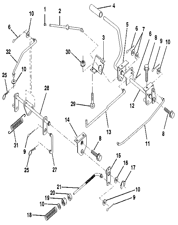 Brake/rear Mower Lift Assembly Diagram and Parts List for 917256930  Craftsman Lawn Tractor