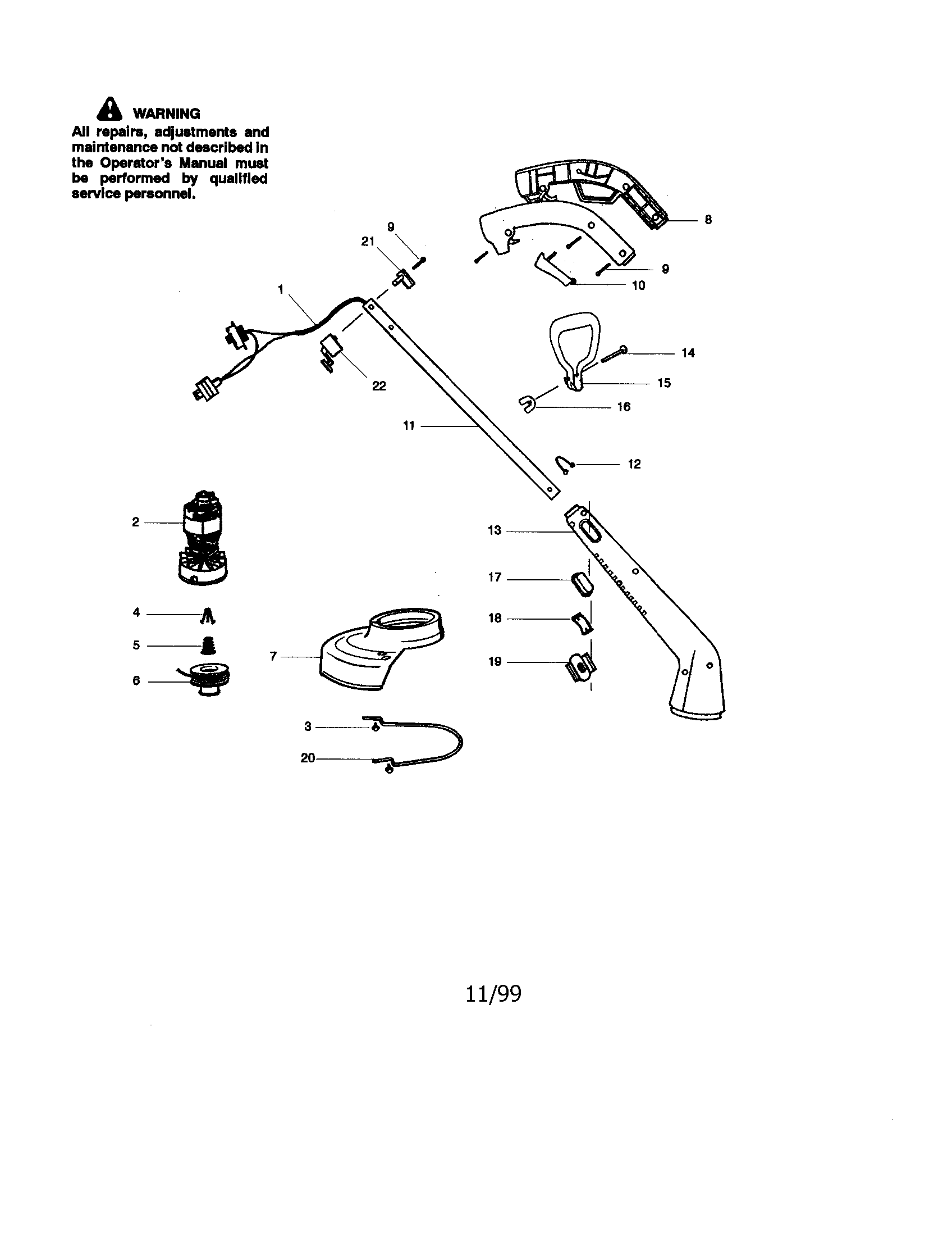 Weed Wacker Diagram and Parts List for 358799450  Craftsman Trimmer
