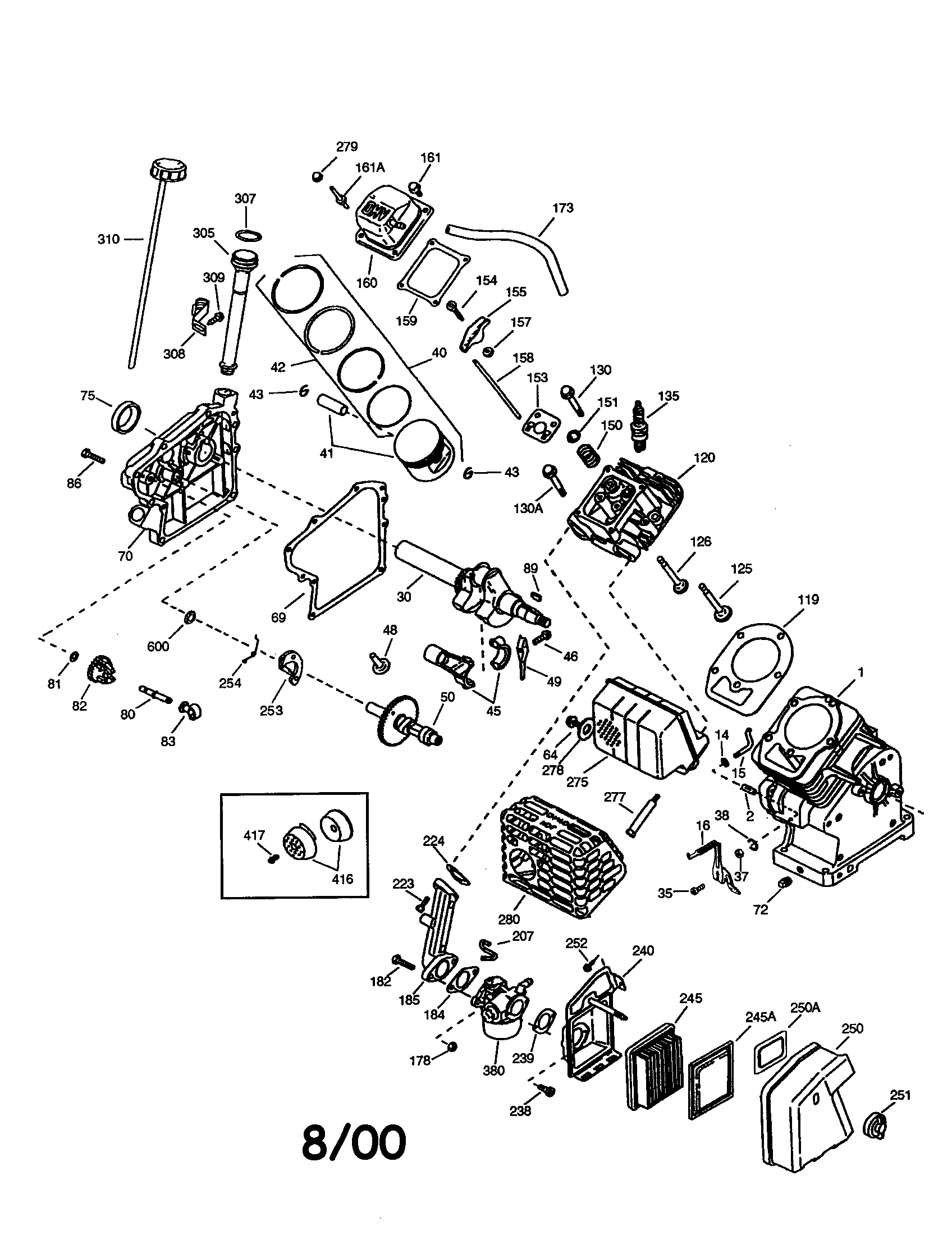 Cylinder Head/heat Shield Diagram and Parts List for 143996507  Craftsman Engine