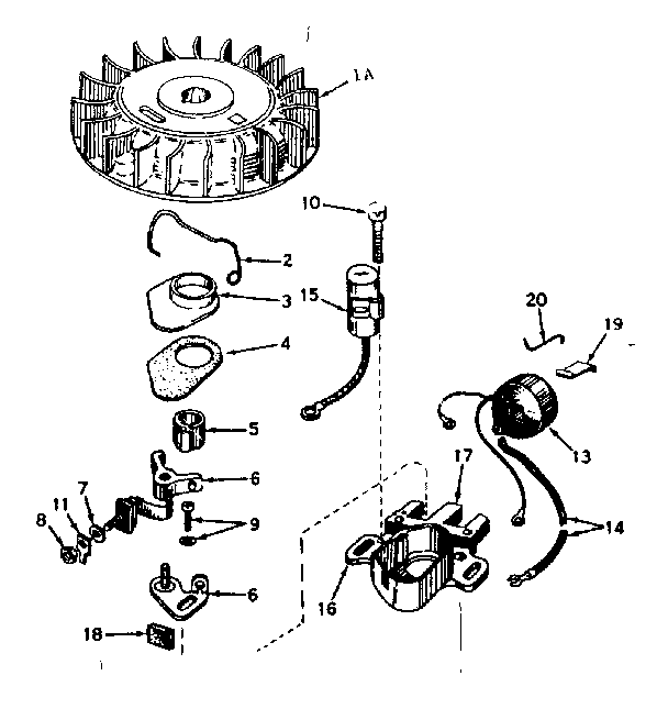 Magneto Diagram and Parts List for 143576082  Craftsman Engine