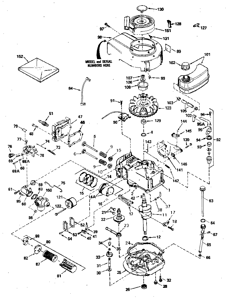 Replacement Parts Diagram and Parts List for 143394032  Craftsman Engine