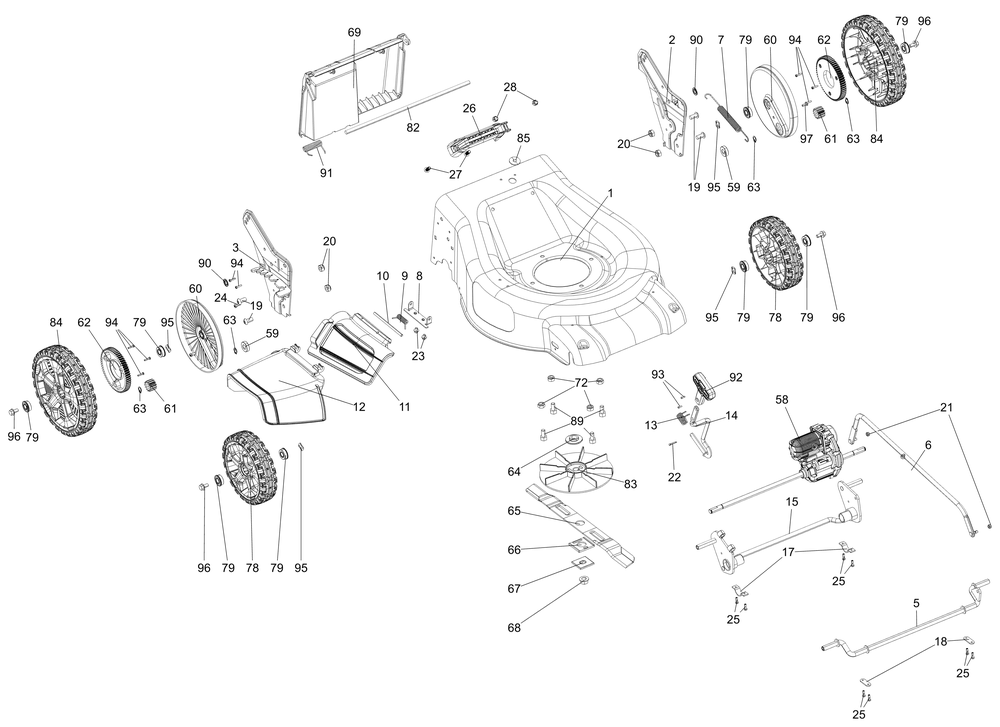 Diagram Diagram and Parts List for CMCMW270P2 Type 1 Craftsman Lawn Mower