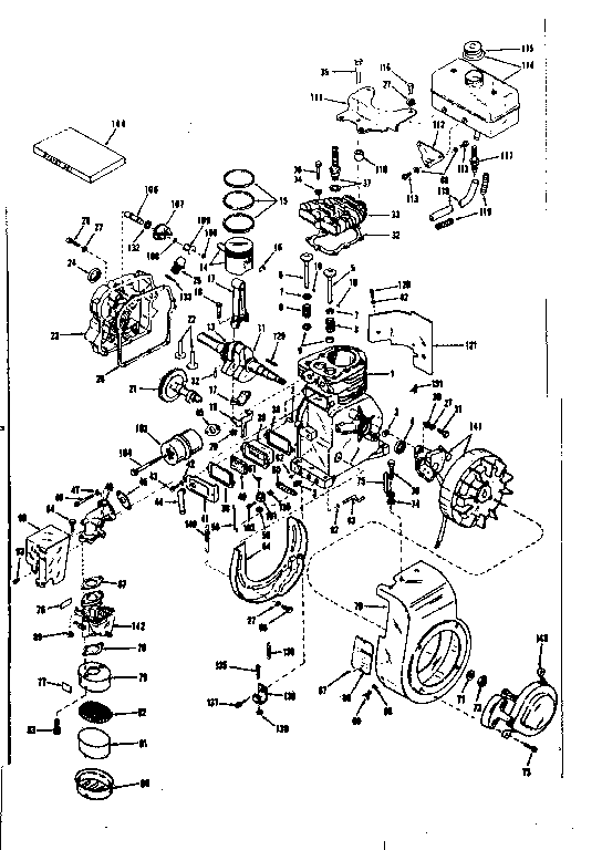 Basic Engine Diagram and Parts List for 143506011  Craftsman Engine