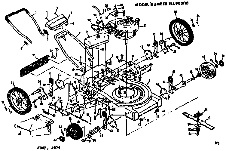Replacement Parts Diagram and Parts List for 131903110  Craftsman Lawn Mower