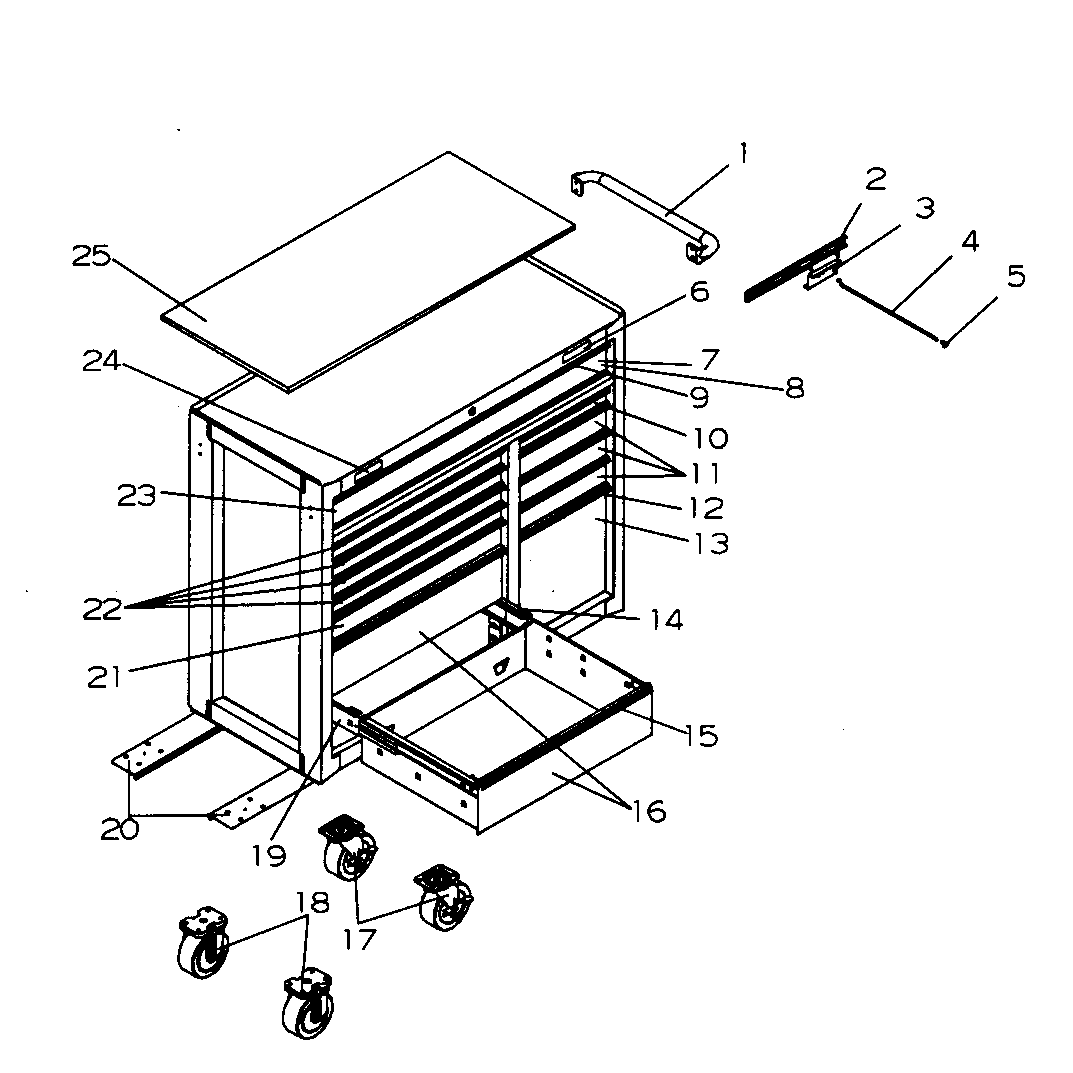 Tool Cart Diagram and Parts List for 706593841  Craftsman Tool Stand & Cart