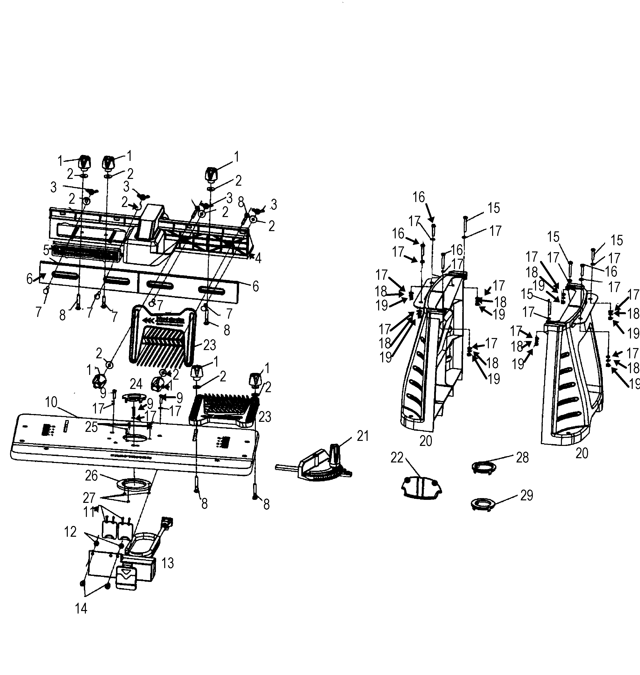 Main Assy Diagram and Parts List for 32037599  Craftsman Router