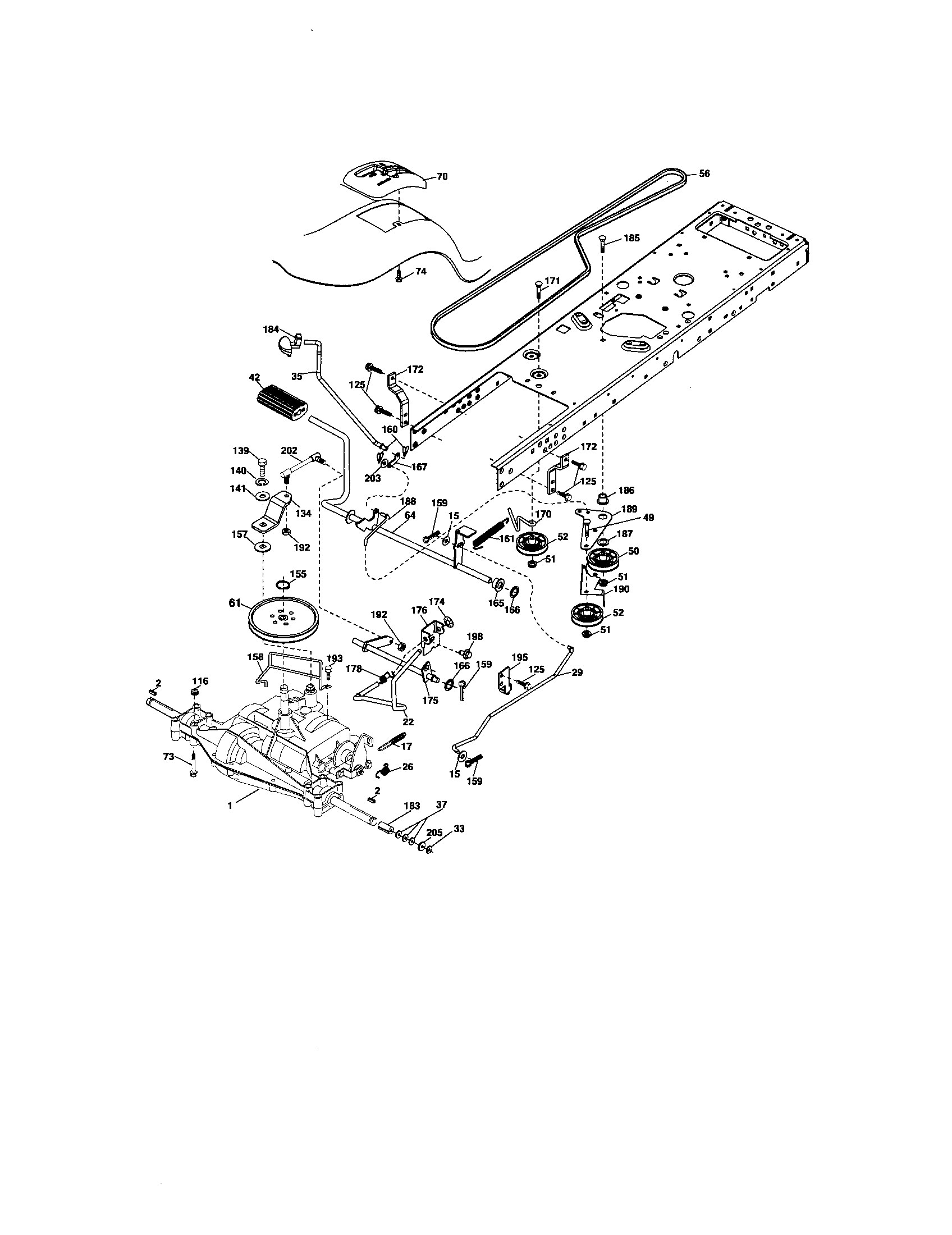 Ground Drive Diagram and Parts List for 917276630  Craftsman Lawn Tractor