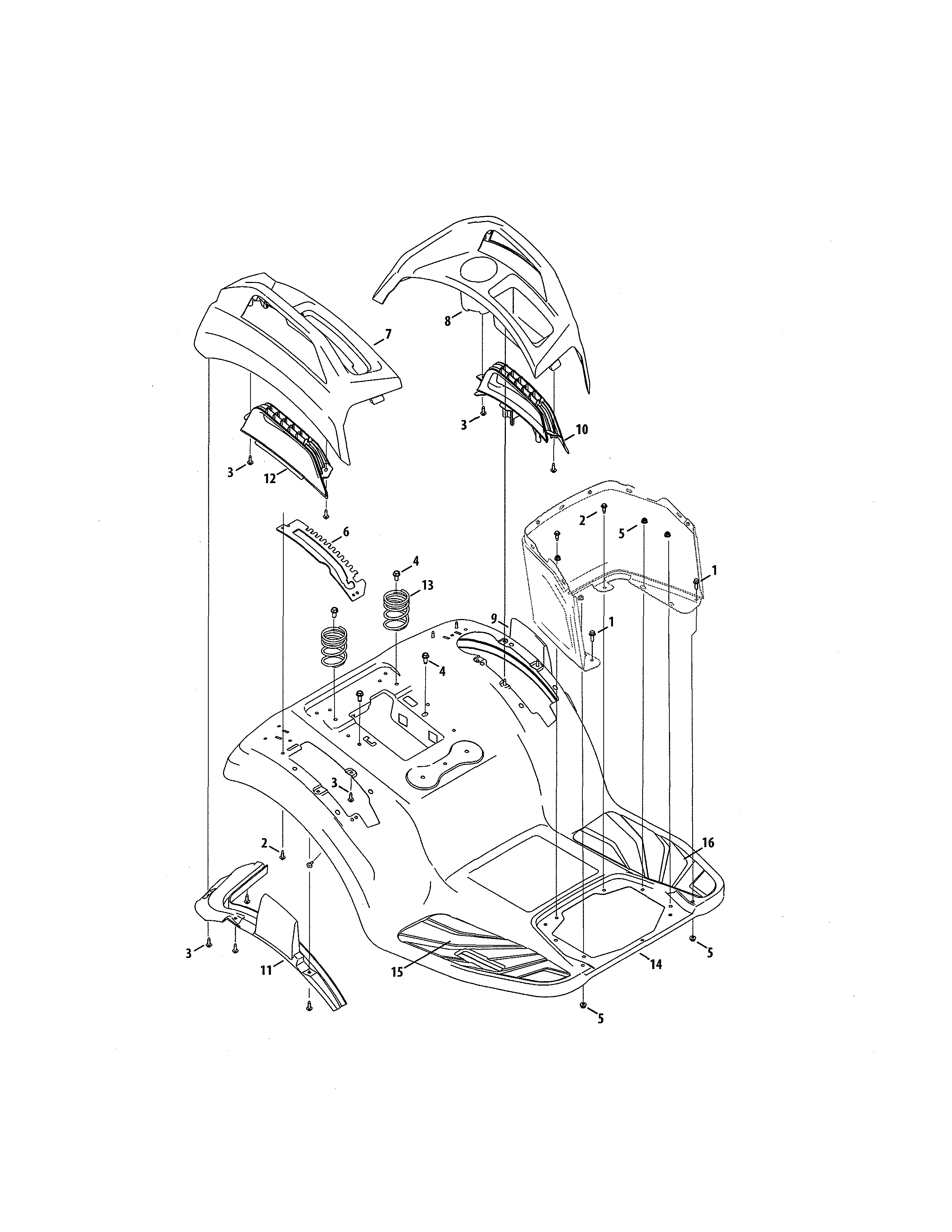 Fender/covers Diagram and Parts List for 247204450  Craftsman Lawn Tractor