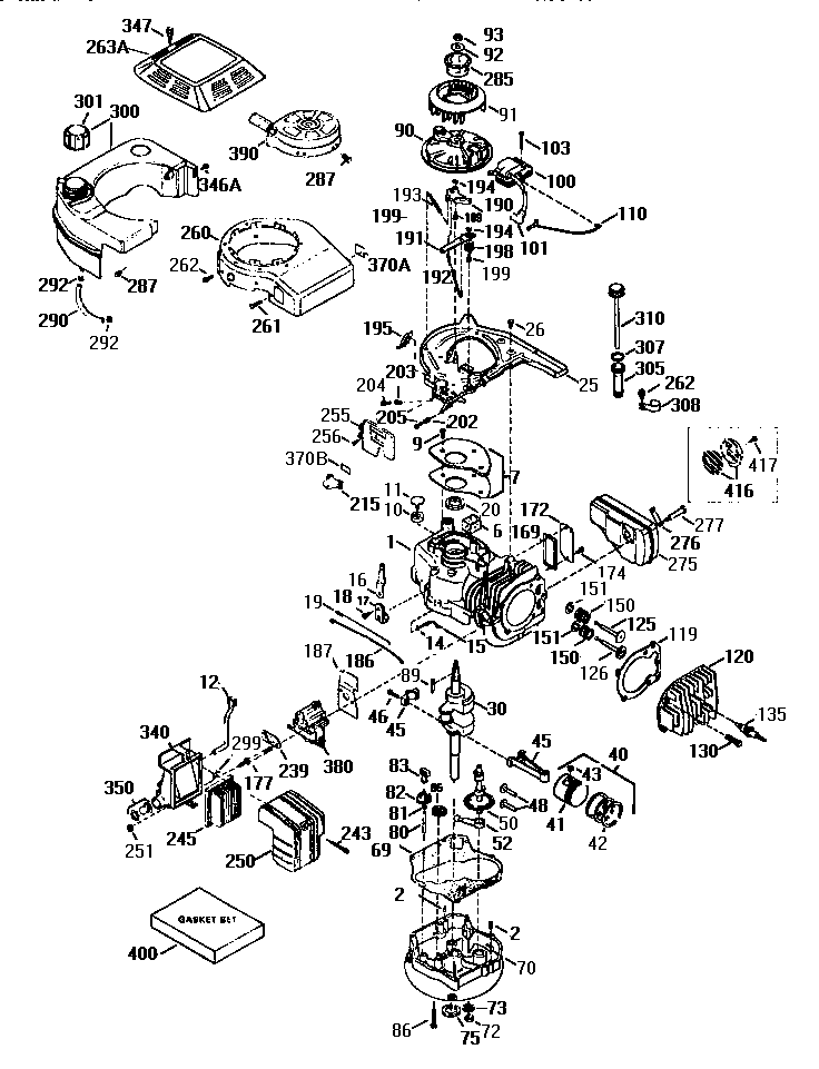 Replacement Parts Diagram and Parts List for 143956000  Craftsman Engine