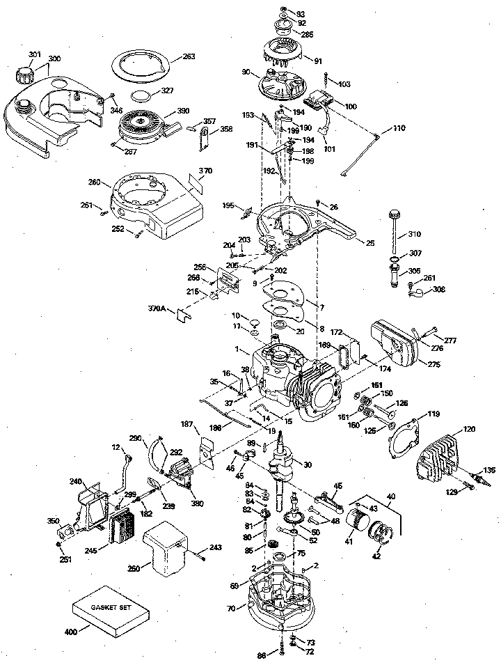Replacement Parts Diagram and Parts List for 143404012  Craftsman Engine