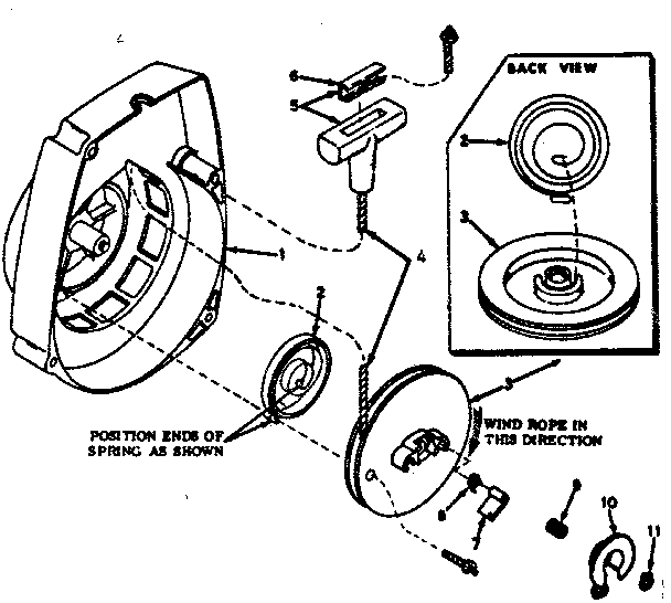 Rewind Starter Diagram and Parts List for 91763208  Craftsman Chainsaw