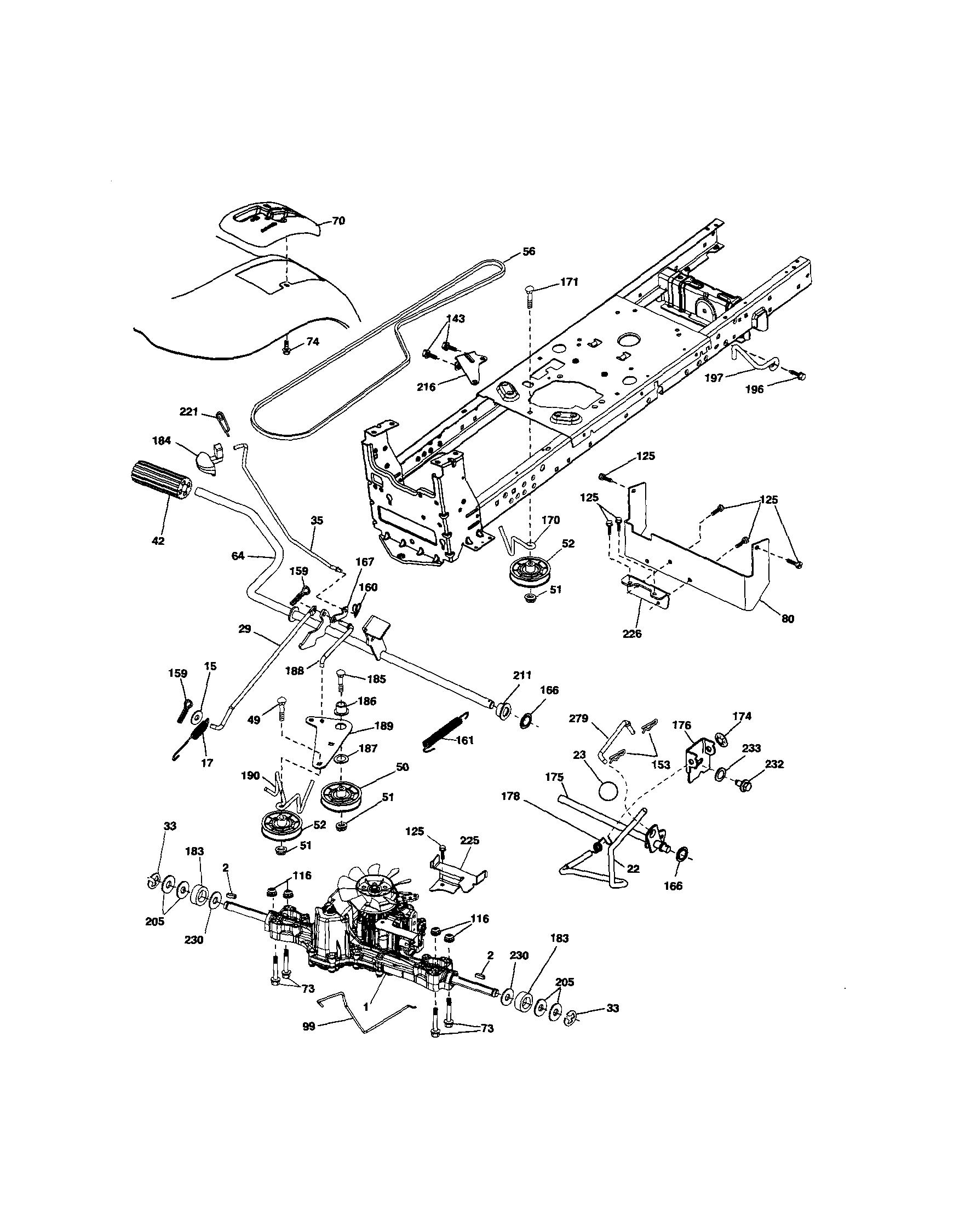 Ground Drive Diagram and Parts List for 917286710  Craftsman Lawn Tractor