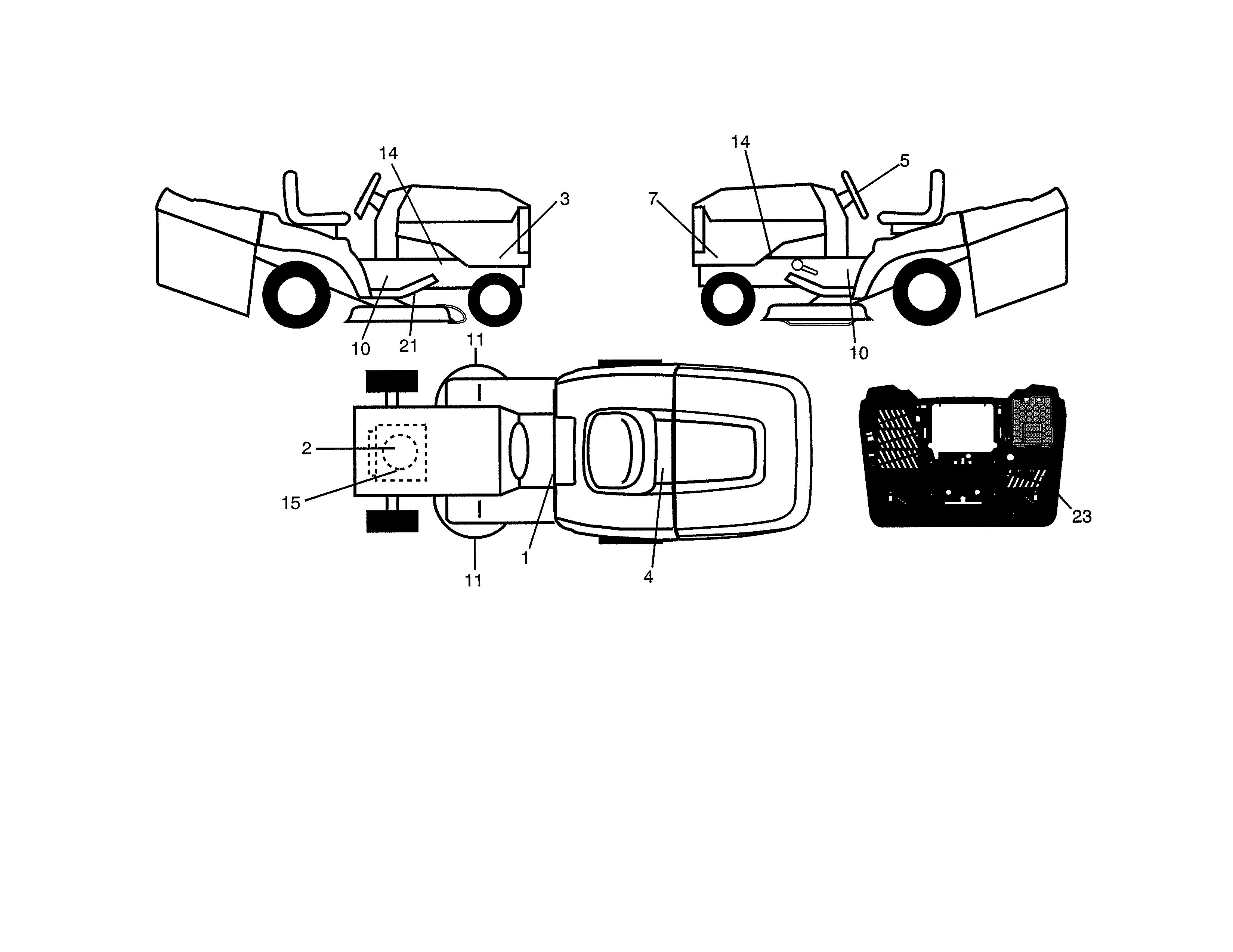 Decals Diagram and Parts List for 917991471  Craftsman Lawn Tractor