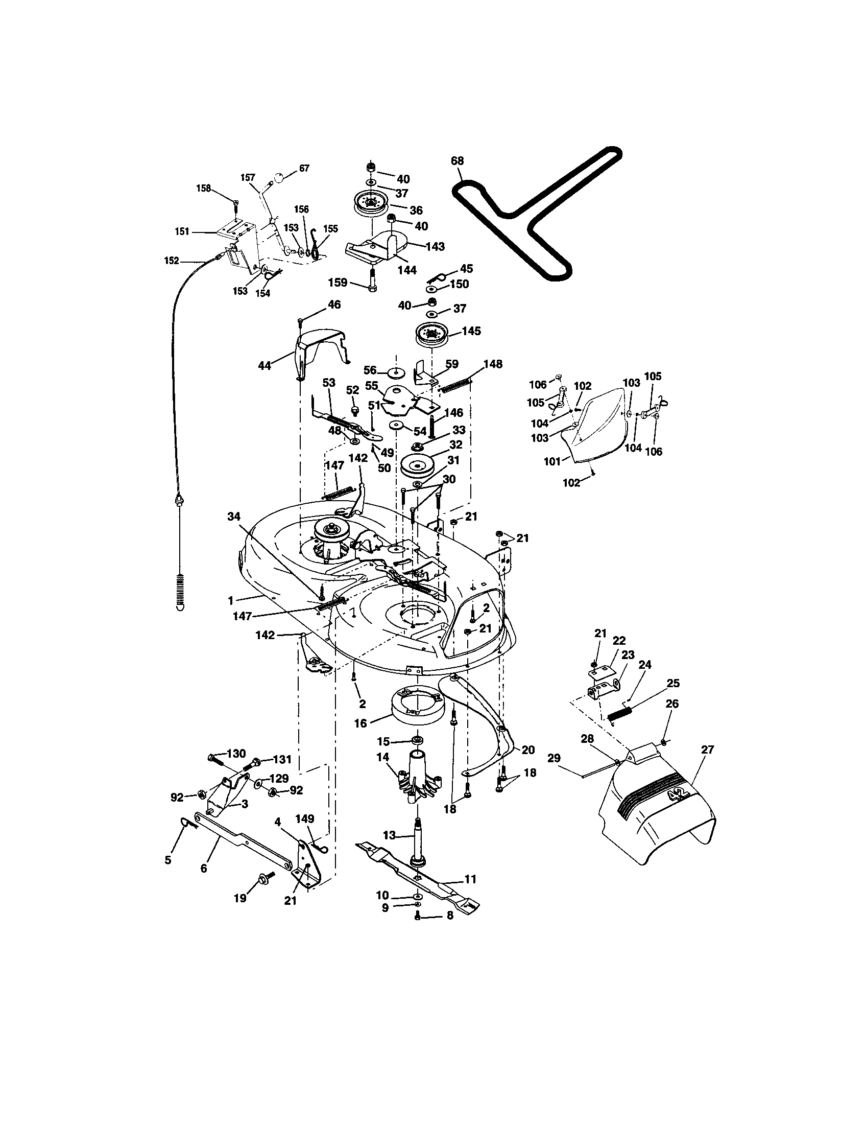 Mower Deck Diagram and Parts List for 917271650  Craftsman Lawn Tractor