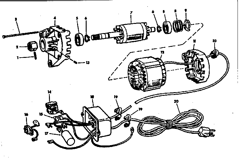 Motor And Control Box Assembly Diagram and Parts List for 11329855  Craftsman Power Motor