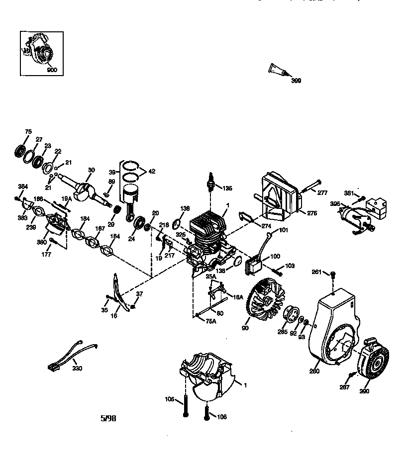 Engine Diagram and Parts List for 143995071  Craftsman Engine