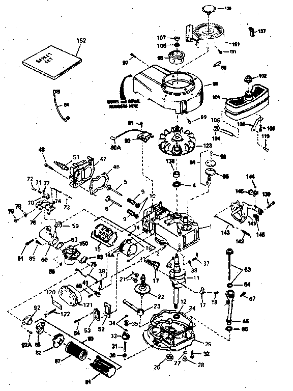 Engine Diagram and Parts List for 143375022  Craftsman Engine