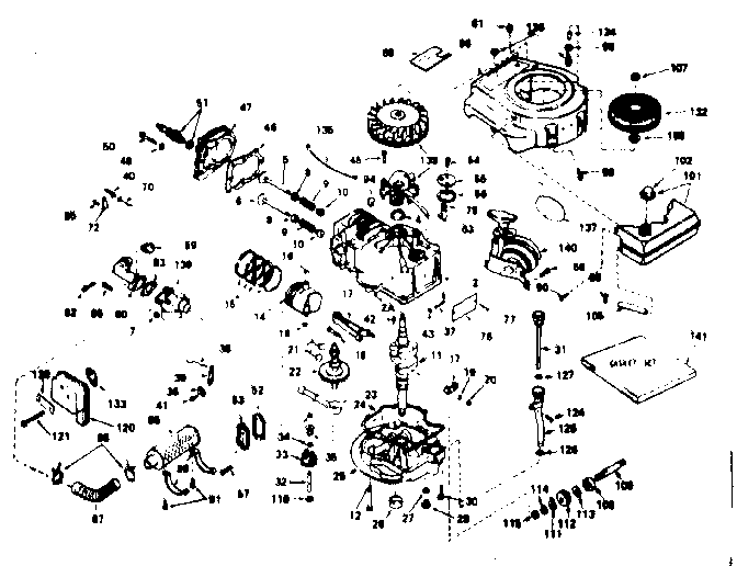 Basic Engine Diagram and Parts List for 143234092  Craftsman Engine