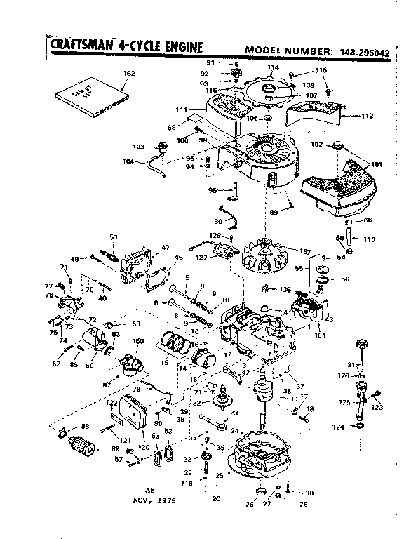 Replacement Parts Diagram and Parts List for 143295042  Craftsman Engine
