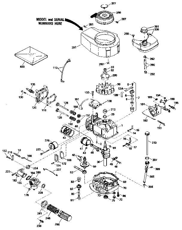 Replacement Parts Diagram and Parts List for 143434092  Craftsman Engine