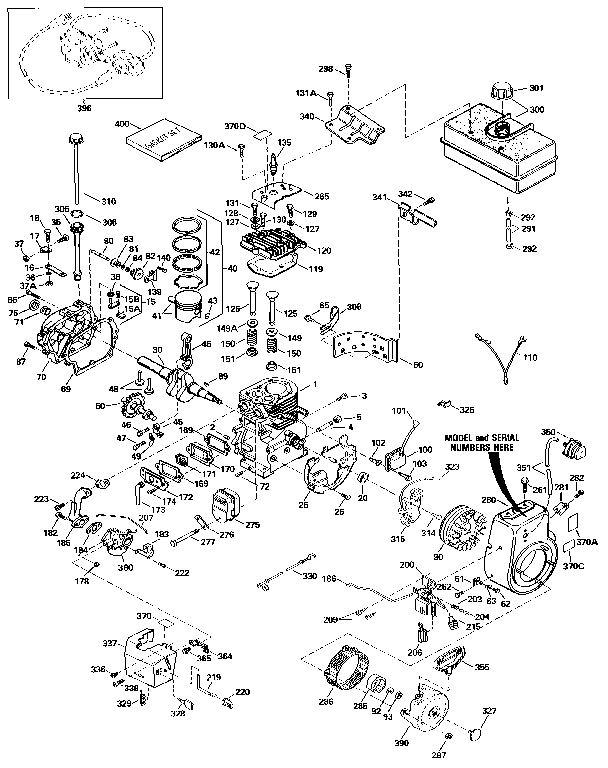Replacement Parts Diagram and Parts List for 143836042  Craftsman Engine