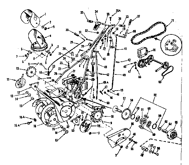 Main Frame Diagram and Parts List for 91781921  Craftsman Snow Blower