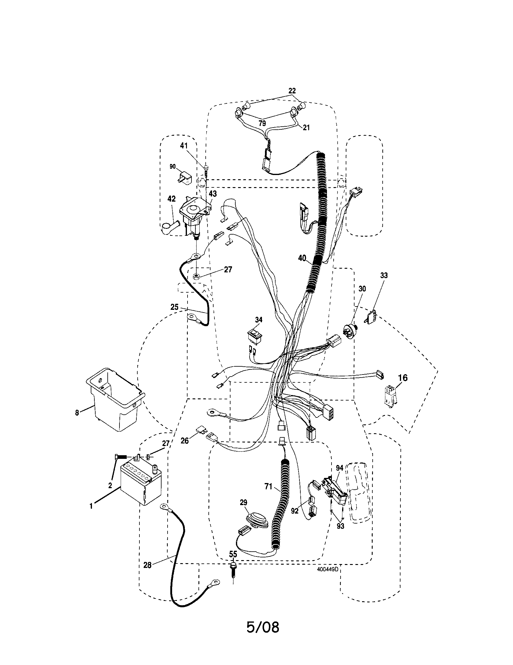 Electrical Diagram and Parts List for 917287120  Craftsman Lawn Tractor