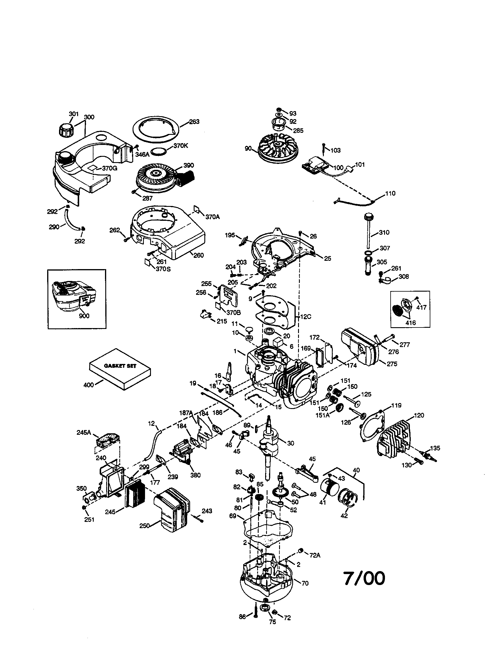 Craftsman 4-cycle Engine Diagram and Parts List for 143016500  Craftsman Engine