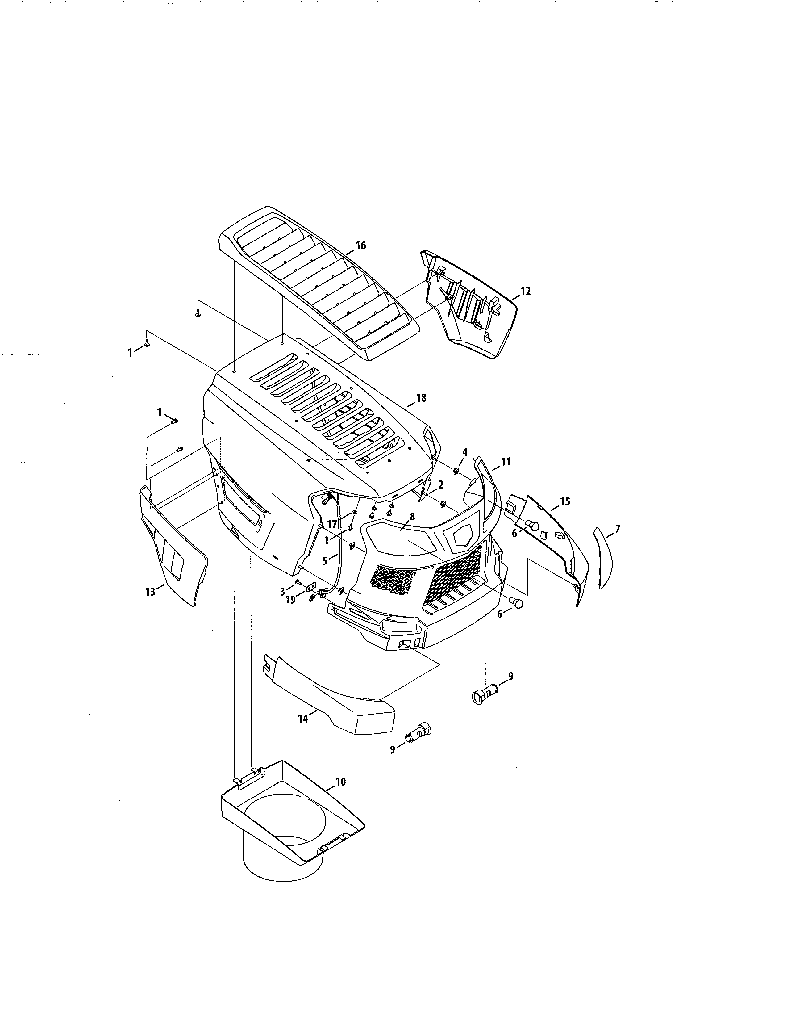 Hood/grill Diagram and Parts List for 247204430  Craftsman Lawn Tractor