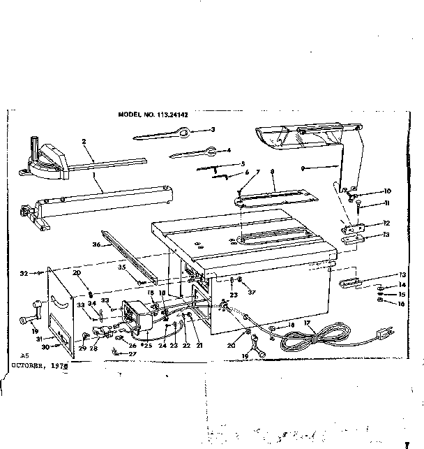 Unit Diagram and Parts List for 11324142  Craftsman Power Motor