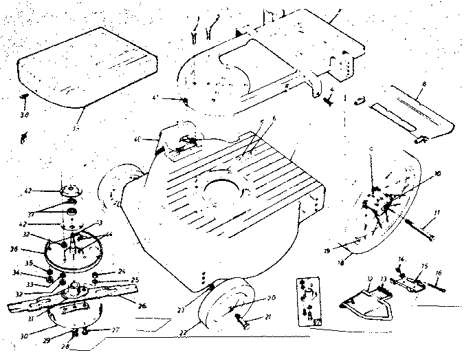 Main Frame Diagram and Parts List for 24788101  Craftsman Lawn Mower