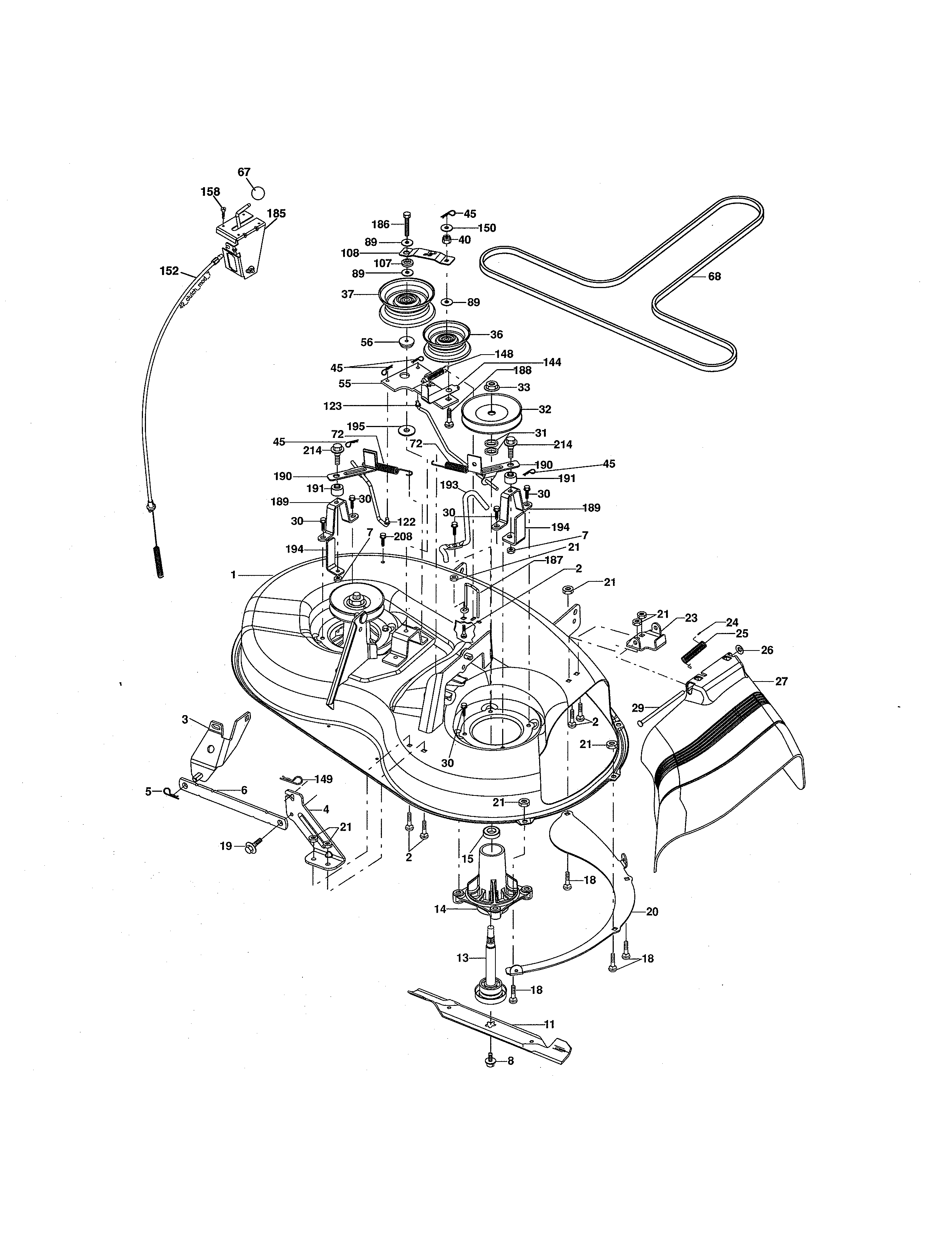 Mower Deck Diagram and Parts List for 917280151  Craftsman Lawn Tractor