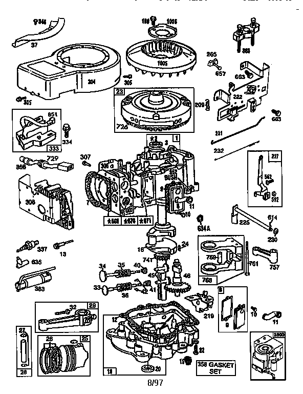 Engine (71/500) 289707-0689-a1 Diagram and Parts List for 500289707-0689-01  Craftsman Engine