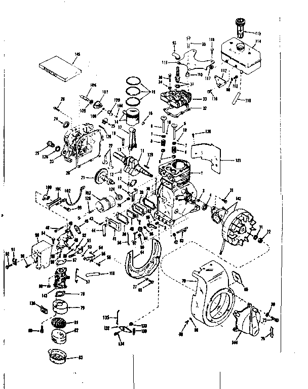 Basic Engine Diagram and Parts List for 143521071  Craftsman Engine