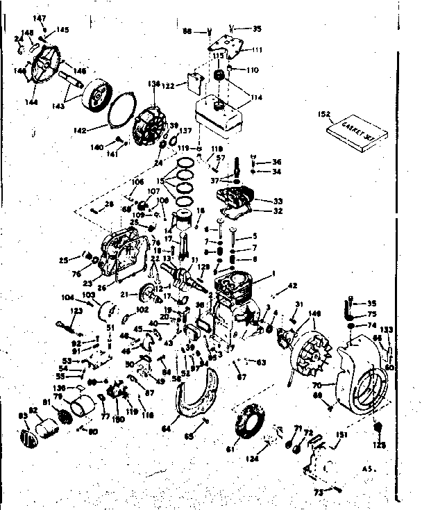 Basic Engine Diagram and Parts List for 143591112  Craftsman Engine