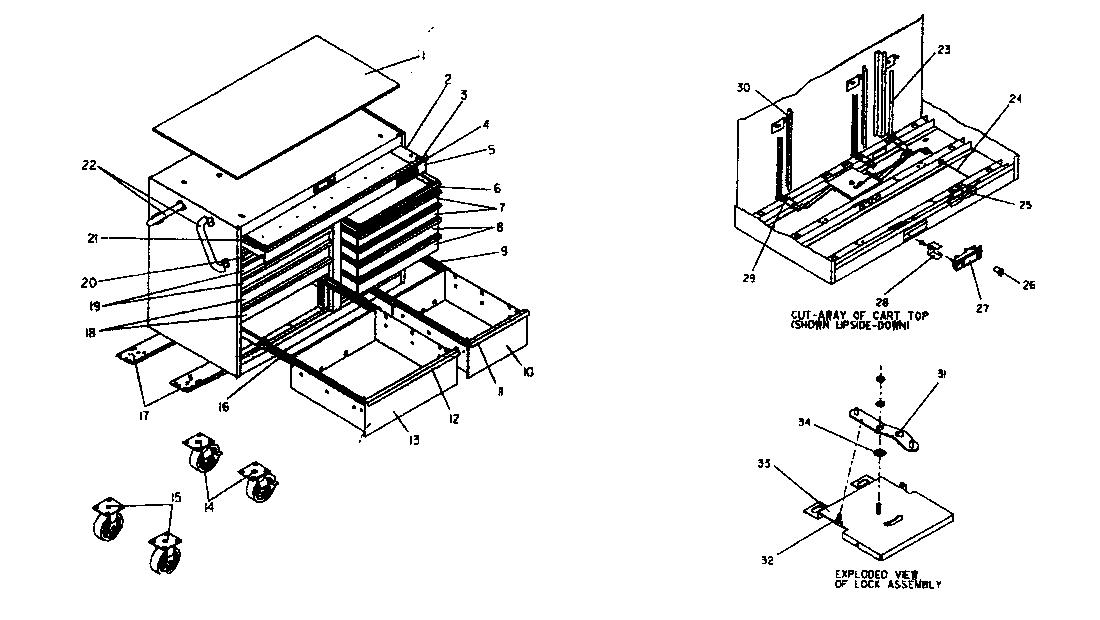 Tool Cart Diagram and Parts List for 706655781  Craftsman Tool Stand & Cart