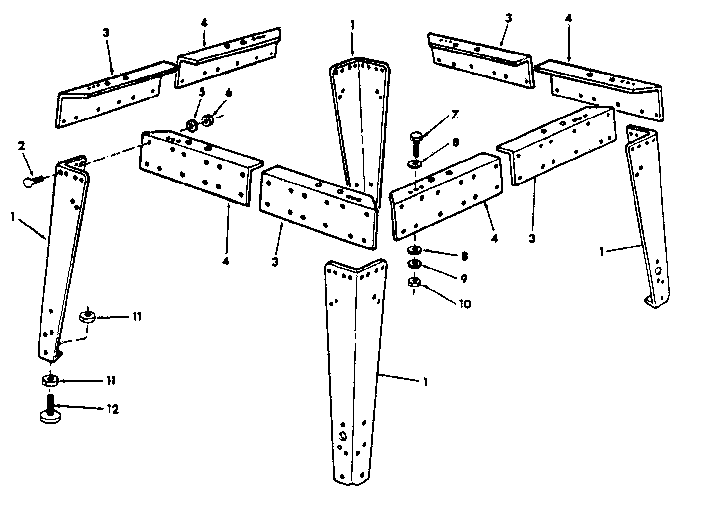 Leg Set Diagram and Parts List for 22238-LEGSET  Craftsman Saw