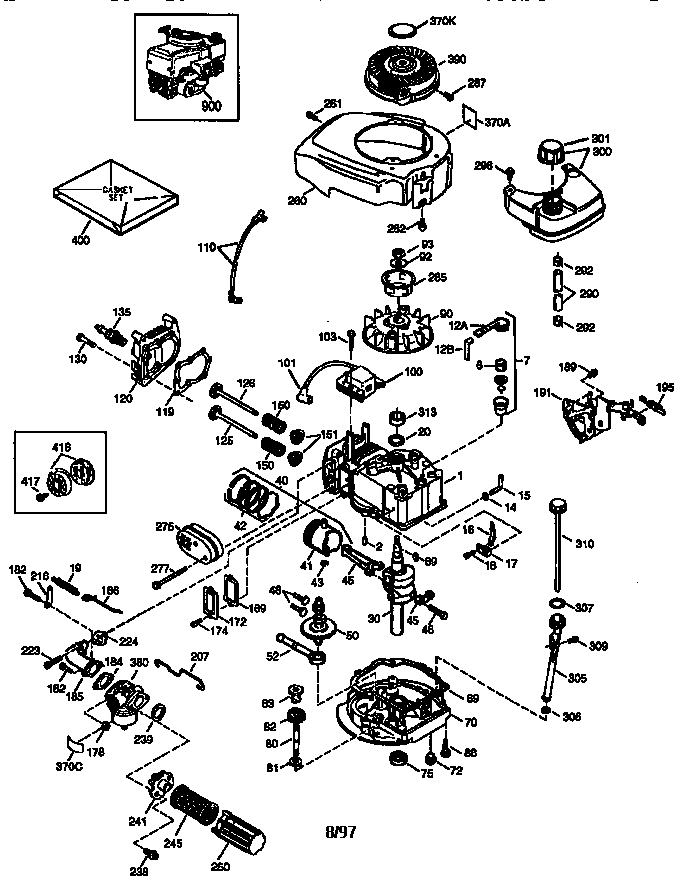 Engine 143.975036 Diagram and Parts List for 143975036  Craftsman Engine